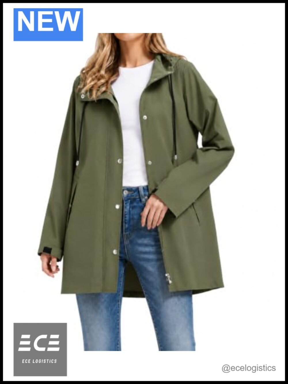 Orolay Women's Waterproof Hooded Trench Raincoat Packable